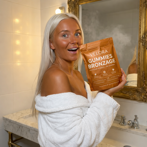 Velora™ Le bronzage que votre peau mérite, sans jamais l'abîmer