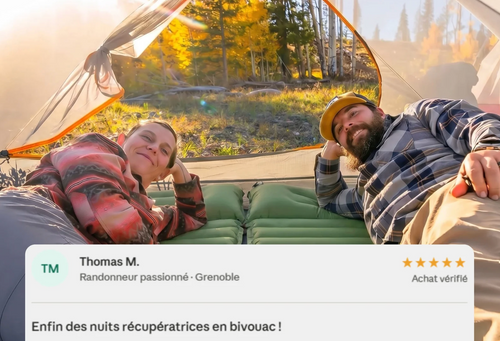 Velora Bivouac™ | Le matelas de camping qui transforme vos nuits en tente en vraies nuits de sommeil