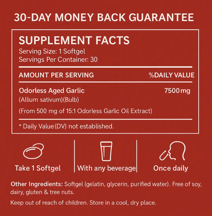 Premium Aged Garlic Extract – 7500mg Odor-Free Formula