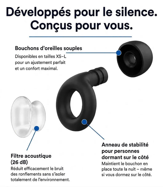 Velora Sérénuit™ | Bouchons d'oreilles anti-ronflement