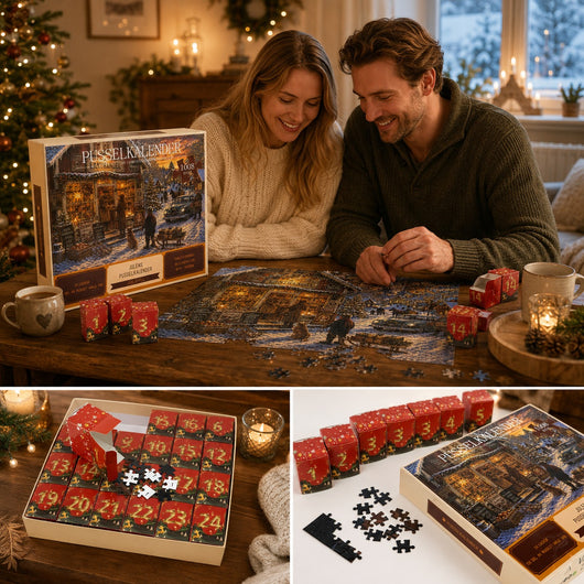 Calendrier de l'Avent Puzzle 2026 | 24 boîtes, 1008 pièces, un tableau de Noël