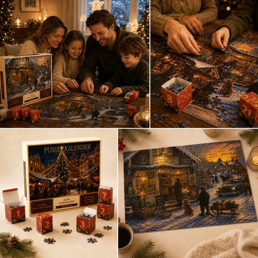 Calendrier de l'Avent Puzzle 2026 | 24 boîtes, 1008 pièces, un tableau de Noël